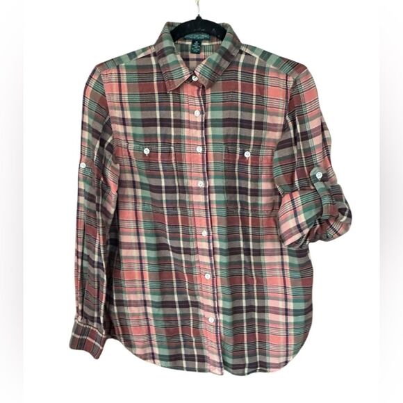 Vintage Lauren Jeans Co Ralph Lauren Plaid Button-up Shirt Women’s Size Medium - Picture 2 of 8